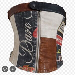 Pur Multicolor Leather Patchwork Top Corset Jaded London- vegan leather